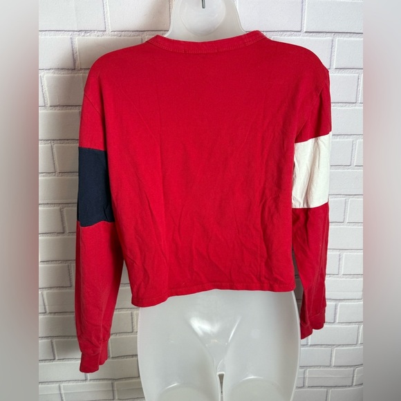 Gaze Red, White, and Navy Block long sleeve Sweatshirt top  / size S - Picture 8 of 11